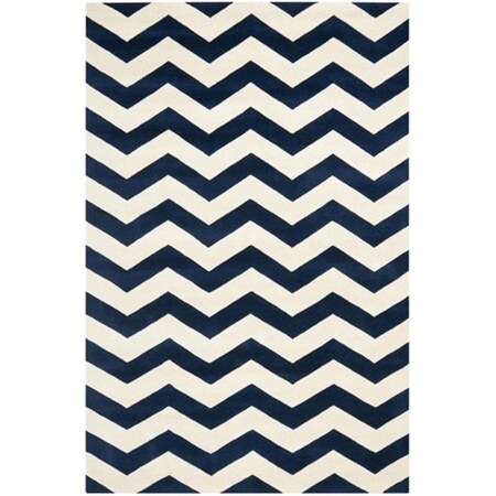 Safavieh Chatham Hand Tufted Medium Rectangle Rug- Dark Blue - Ivory- 6 x 9 ft. CHT715C-6